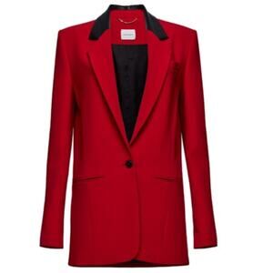 MAGDA BUTRYM Leipzig Blazer Red Black Leather Collar 38 US S
